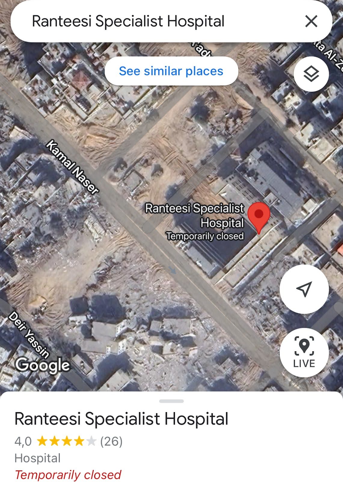 Ranteesi hospital gaza map