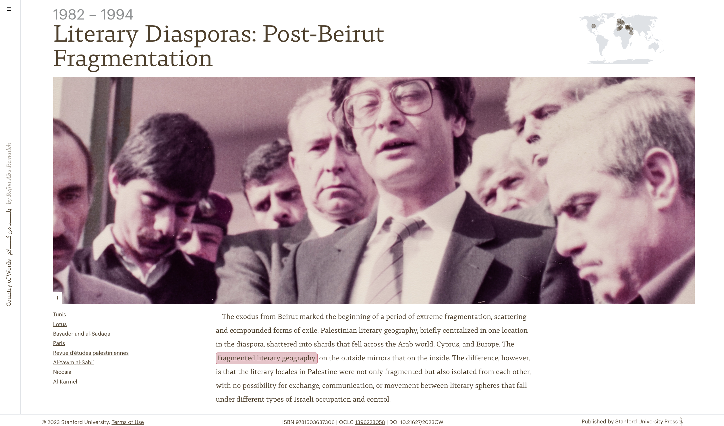 A Country of Words: Mapping Memory, Resistance, and Exile in Palestinian Literary History