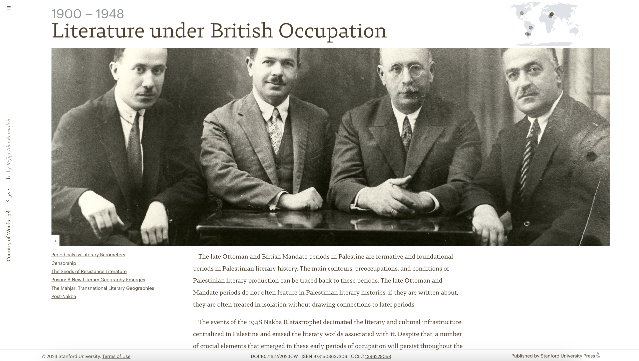A Country of Words: Mapping Memory, Resistance, and Exile in Palestinian Literary History