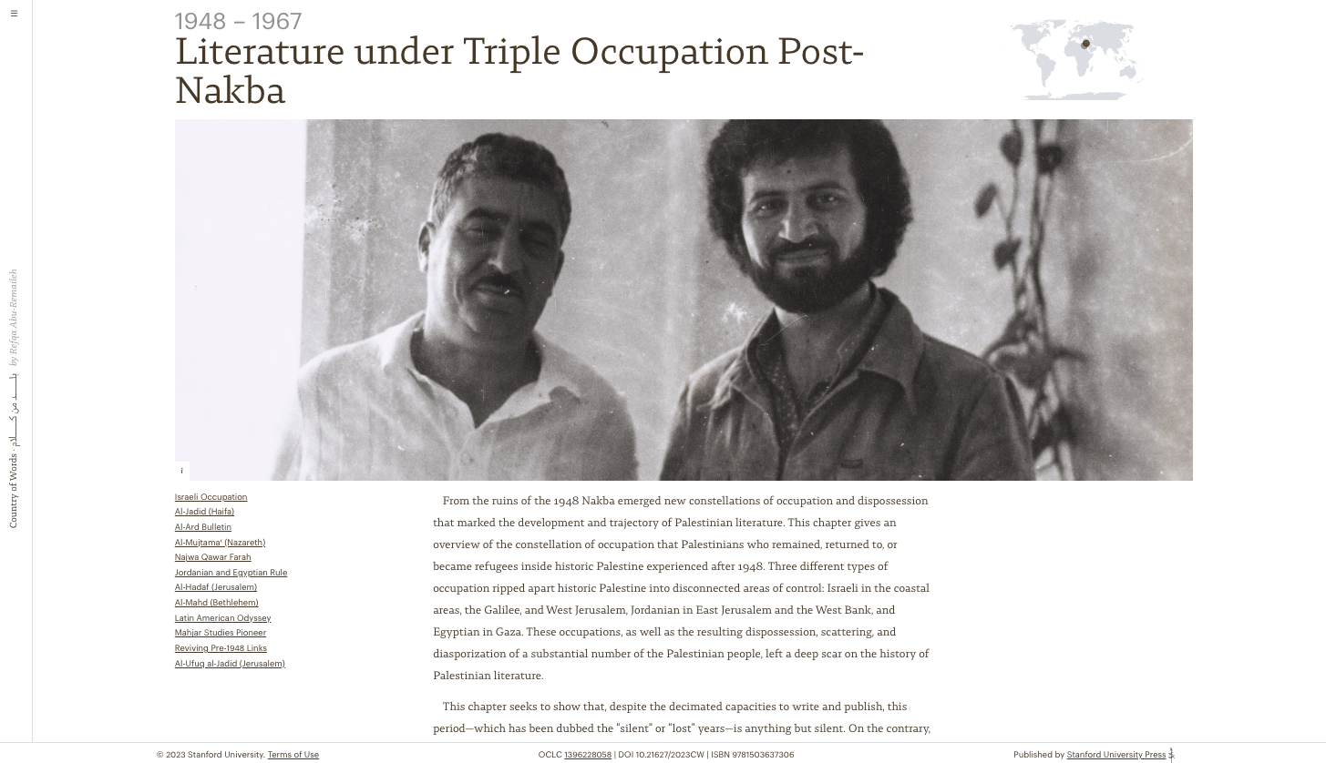 A Country of Words: Mapping Memory, Resistance, and Exile in Palestinian Literary History
